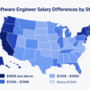 US map showing software engineer salary by state comparison